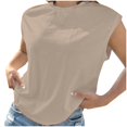 thumbnail image 1 of AherBiu Hauts d'Été pour Femmes Manches Courtes Basiques T-Shirts Confortables Couleur Unie Col Rond Blouse, 1 of 6