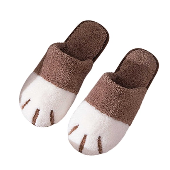 Funie Autumn Winter Men Cats Claw Plush Soft Sole Slide-on Slippers Shoes Footwear