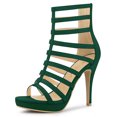 thumbnail image 1 of BLISSFUL STEP Chaussures pour Femmes Gladiateur à Bout Ouvert Plateforme Talon Aiguille Sandales à Talon Cage Vert 9, 1 of 1