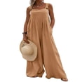 thumbnail image 1 of Wide Leg Overalls for Women Sleeveless Jumpsuits Suspender Overalls with Pockets, 1 of 5