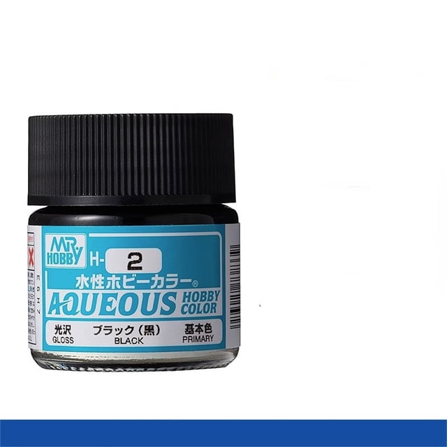 Mr. Hobby Aqueous H2 Gloss Black Acrylic Paint 10ml for Scale Models & Miniatures