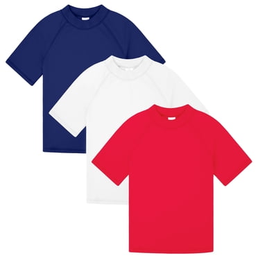 BIG ELEPHANT 3 Pack Kids Short Sleeve Rash Guard Shirt UPF 50+ Protection Swimwear Quick Dry Swim Tee Youth Rashguard