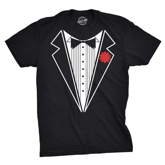 Mens Black Tuxedo T Shirt Funny Lazy Wedding Fake Suit Fancy Marriage Tee (Black) - XXL