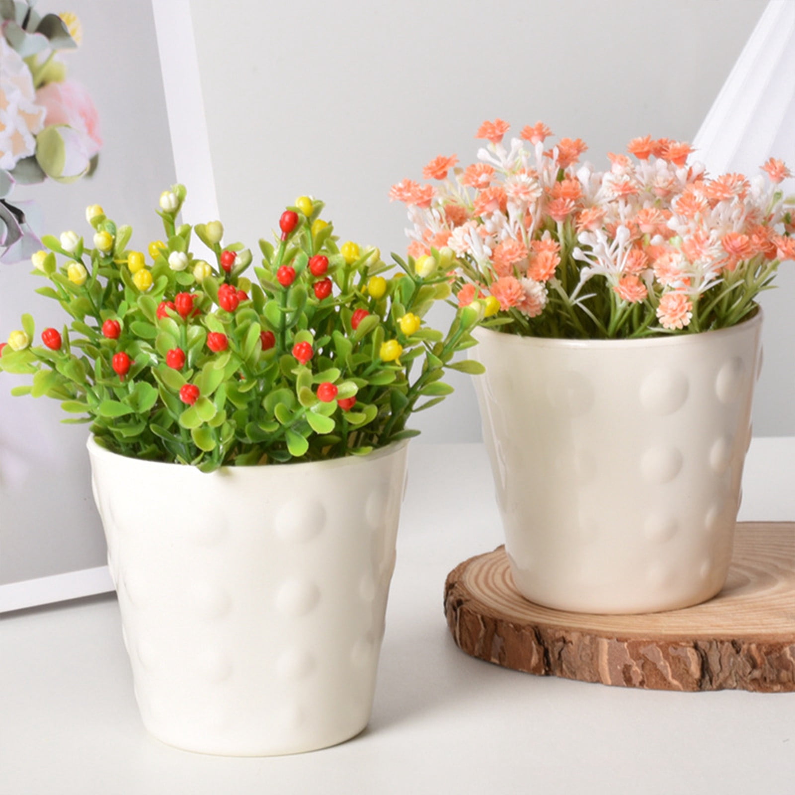 0.4L Thickened Flat Mouth Flower Pot, Mini Plastic Planter, Small Flower Pot for Succulents, Desktop Planter, Decorative Plant Pot, Home Gardening Pot, Cute Flower Pot
