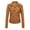 Brown, variant on IROINID Women's Short Faux Leather Jacket Notch Lapel Solid Color Long Sleeve Jacket Zipper Pocket Outerwear, Black