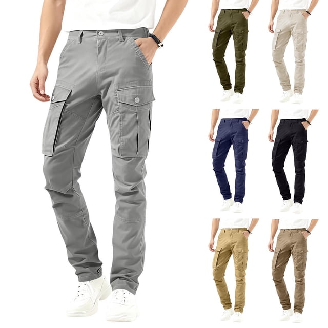 Sentmoon Pantalon Cargo pour Homme Pantalon de Survêtement pour Homme Homme Décontracté Uni Multiples Poches Extérieur Coupe Droite Pantalon de Mise en Forme Pantalon Cargo Pantalon pour Activités de Plein Air et Randonnée Jaune TTTG