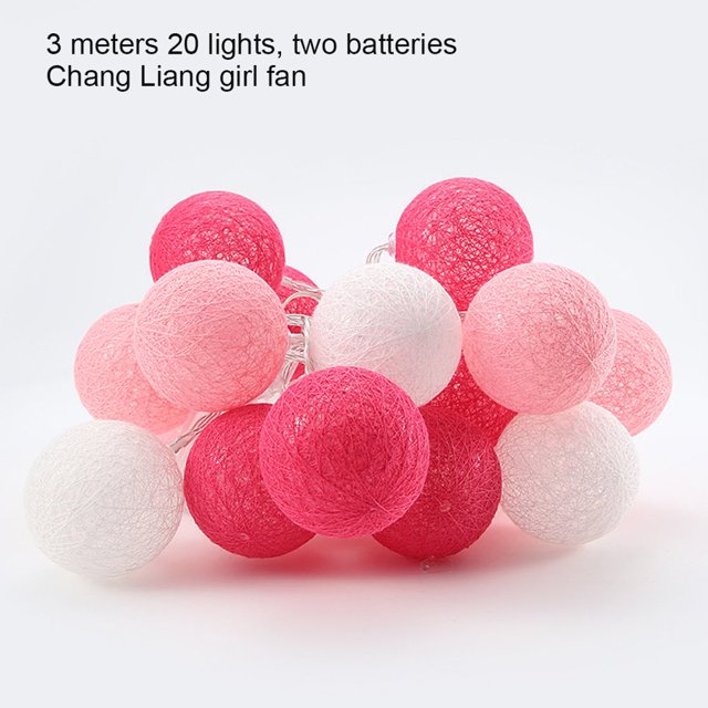 Light Ball Cotton Decoration String Light Hanging String Lamp for Party Wedding 3pcs Batteries Flashing Green