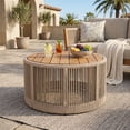 thumbnail image 4 of Outdoor Rattan Rope & Acacia Wood Coffee Table - Patio Balcony Furniture For Garden, Yard, Balcony - Weather Resistant,Natural, 4 of 14