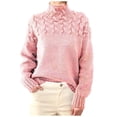 thumbnail image 1 of Besolor Chandails à Col Roulé pour Femmes Manches Longues Décontractées Tricot Torsadé Pull Ample Automne Hiver, 1 of 4