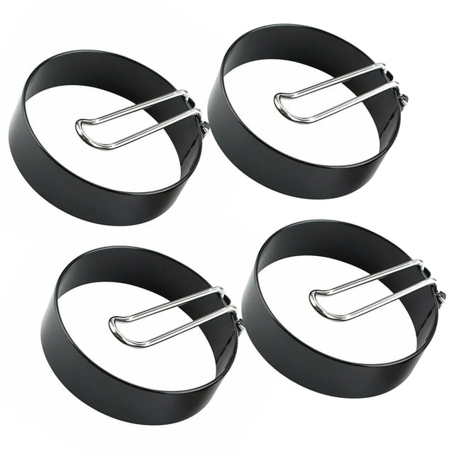 Birdeem 4Pcs Circular Ring Stainless Steel Omelet Circular Omelet Container Iron Spray Non Stick Omelet with Handle Omelet