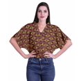 thumbnail image 1 of Moomaya Hauts à Manches Boxy Imprimés pour Femmes, Col en V, Taille Élastique, Kimono, 1 of 4