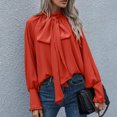 thumbnail image 4 of Timegard T Shirts for Women Ruffle Long Sleeve Crew Neck Tops Soft Solid Color Casual Loose Dressy Blouses, 4 of 5