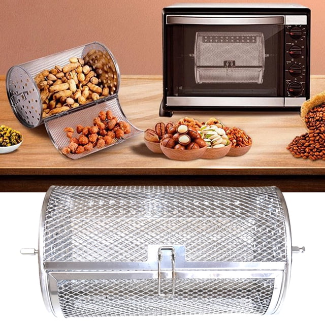 Panier de Four Lubelski Antirouille Détachable Facile à Utiliser Ne Se Déforme Pas Facilement Résistant à la Chaleur Panier de Rôtissoire en Fil d'Acier Inoxydable Rôti Tambour de Rôtissoire de Gril Fournitures pour la Maison