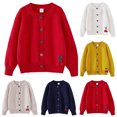 thumbnail image 1 of Zwiiyzr Girls Sweaters Kids Open Front Button Down Long Sleeve Knit Cardigans Sweater Cardigan Jacket 2-8Y White, 1 of 3
