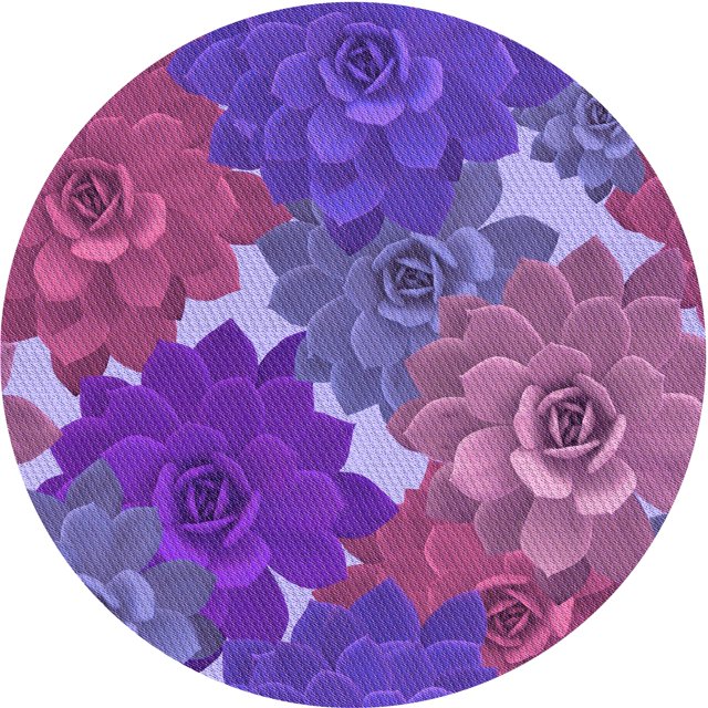 Ahgly Tapis Rond Lavable en Machine Intérieur Transitionnel Orchidée Foncée Violet, 3 Pieds Rond
