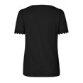thumbnail image 4 of Meichang T-Shirts en Dentelle pour Femmes Col Ras du Cou T-Shirts Hauts Mode d'Été Vêtements Décontractés T-Shirt à Manches Courtes Ample Col Ras du Cou T-Shirts Bohèmes, 4 of 4