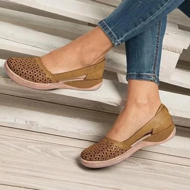 Pisexur Sandals for Women, Solid Color Loophole Flats Shoes, Summer Fashion Casual Sandals, One-Step Sandals and Slippers Women Shoes