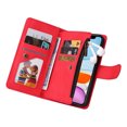 thumbnail image 5 of Case for iPhone 12 Cover Zipper Pocket Wallet Case Magnetic Protective - Red, 5 of 5