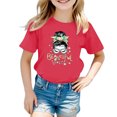 thumbnail image 1 of WEAIXIMIUNG T-Shirts à Col Montant pour Fille Enfant Filles Mignon Imprimé Graphique Col Rond Manches Courtes Tee Été Décontracté T-Shirt, 1 of 4