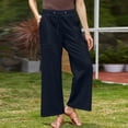 thumbnail image 2 of Timegard Pants for Women Plus Size Drawstring Waist Straight Leg Lightweight Casual Loose Trousers, 2 of 6