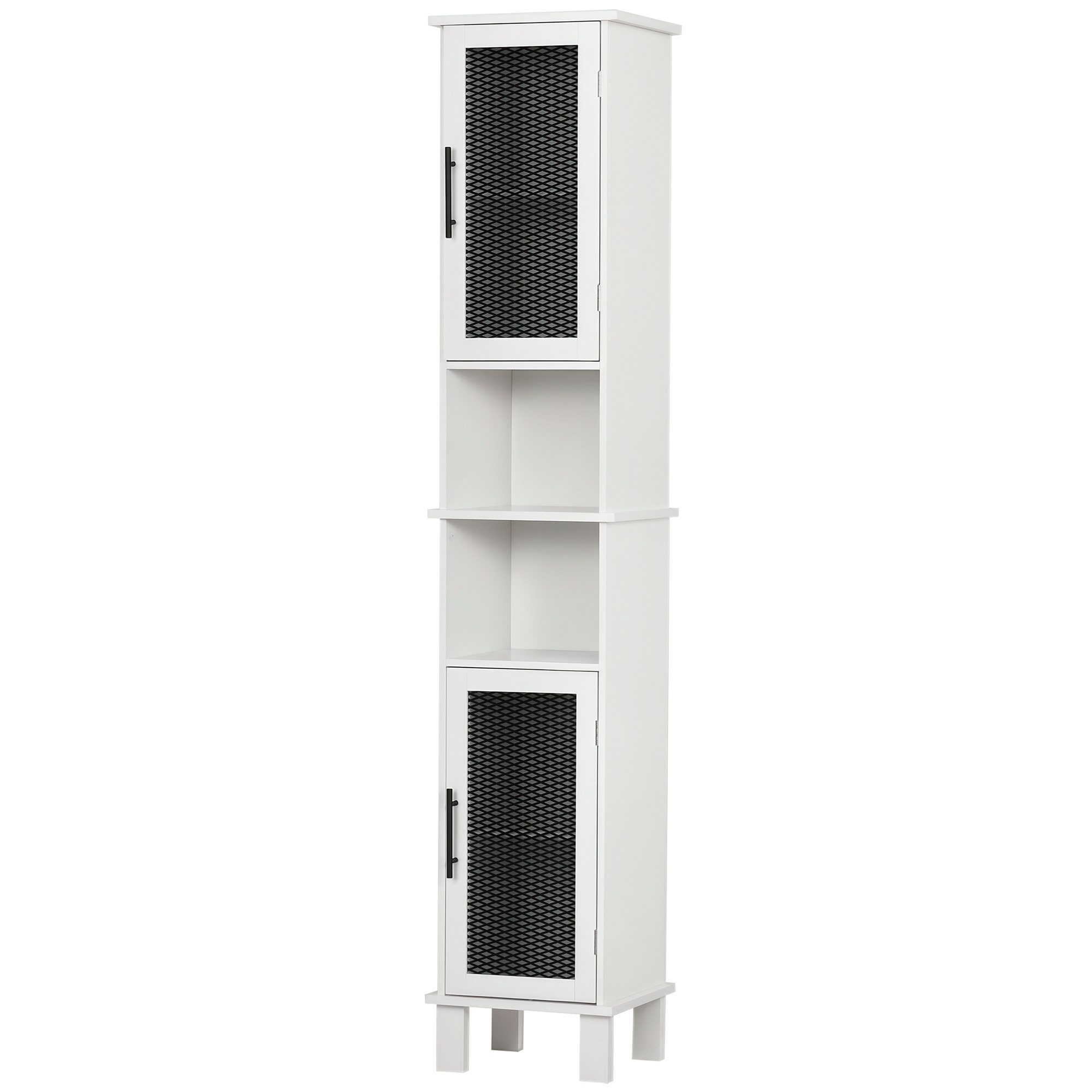 HOMCOM Tall Bathroom Storage Cabinet Free Standing Tower w/ Doors Shelves
