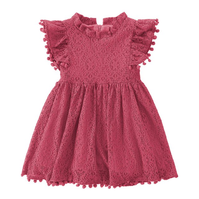 TopLLC Robe à Manches Courtes Col Rond Imprimé Floral pour Filles avec Manches Volantes Jupe Plissée pour Filles Été Jupe pour Enfants Robe Fille