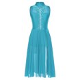 thumbnail image 3 of Sinleey Costumes de Danse Lyrique pour Femmes Robe Longue Fluide en Tulle Sans Manches à Sequins Moderne Contemporain Bleu Lac m, 3 of 6