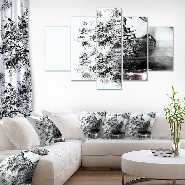 Woman and Beauty of Nature - Extra Large Landscape Canvas Art Print