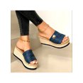 thumbnail image 3 of UKAP Ladies Wedge Sandals Platform Slides Backless Slippers Summer Slide Sandal Casual Blue 4.5, 3 of 3