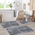 thumbnail image 4 of Dvkptbk Mixed Colors Bath Mats 4 Set Bathroom Rugs For 4 Pcs Toilet Mats Universal Soft Comfortable Water Absorption Non-Slip Thick Machine Washable Easy Dry Dark Color, 4 of 7