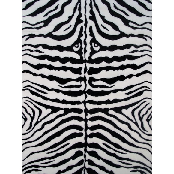 Fun Rugs Rectangle Zebra Skin-White Nylon Kids Rug
