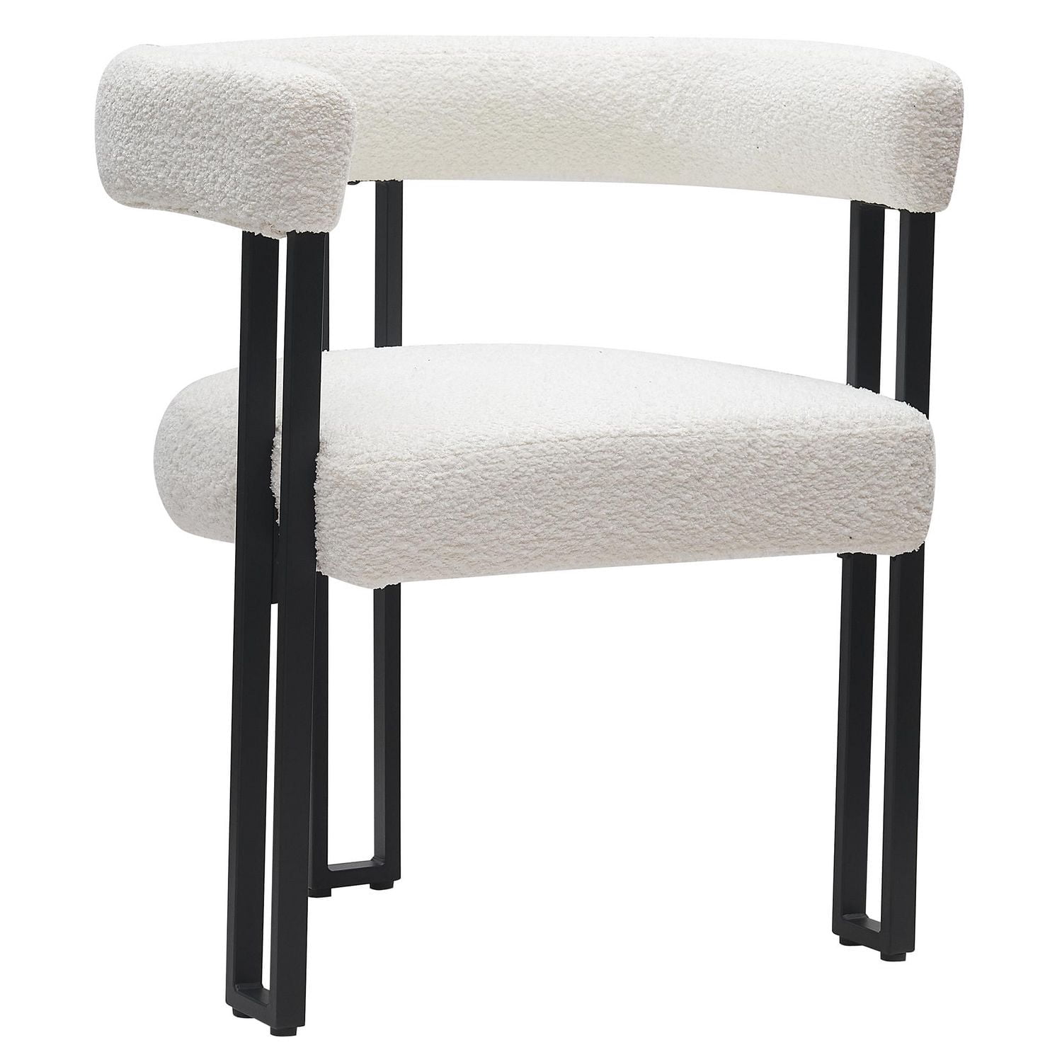 Contemporaine Tissu Bouclé Chaise, Jeu de 2 - Ivoire et Noir