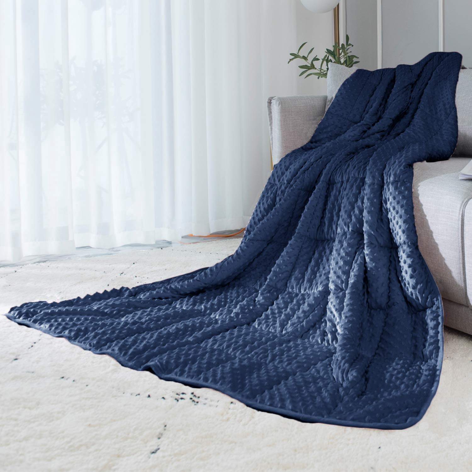 Alansma Reversible Weighted Blanket For All Season Luxury Velvet Warm And Cool Adult Kids 5Lb Weighted Blanket Enjoy Sleeping Anywhere(Blue 5Lb)