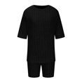 thumbnail image 3 of Mikilon Pyjama Décontracté pour Femmes, Ensemble de Nuit d'Été, Confortable, Coupe Ample, Col Rond, Ensemble Deux Pièces, Manches Courtes, Blouse/chemise à Col Rond, Noir, P, 3 of 6
