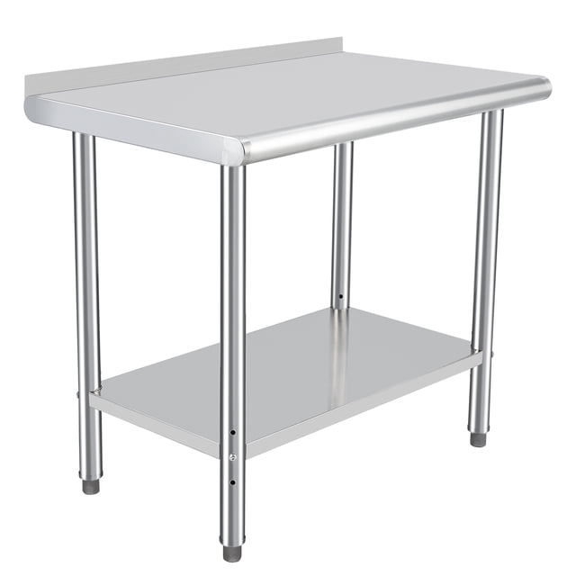 Stainless Steel Table, High Bearing Table with Backsplash and Undershelf Workbench Easy Clean for Kitchen Restaurant Workshops,48x24x35inch