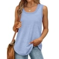 thumbnail image 2 of AherBiu Camisole pour Femmes Été Sans Manches Col Rond Décontractée Ample Couleur Unie Basique Camis T-Shirts, 2 of 6