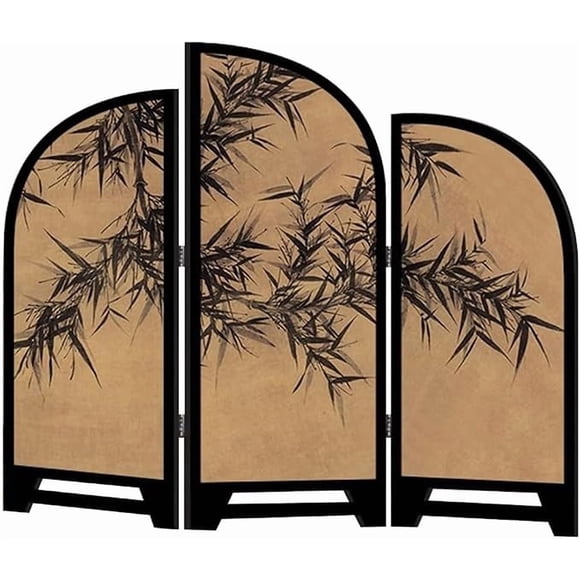 3 Panels Chinese Desktop Folding Screen, Ancient Bamboo Pattern Art Decoration Painting, Dining Table Feng Shui Ornaments, Housewarming Gift(30 * 25cm)