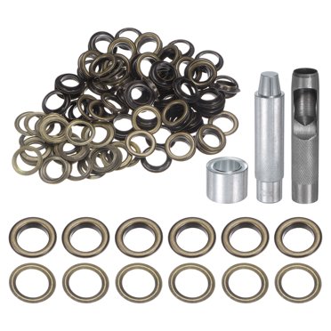 Unique Bargains 100pcs Grommet Tool Kit 17mm Grommet Eyelet Set with Hole Hollow Punch, Grommet Setter Tools, Bronze