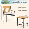 thumbnail image 3 of Costway Ensemble de Mobilier d'Extérieur 3 Pcs avec Table à Café Cadre en Métal Robuste pour Balcon, 3 of 10
