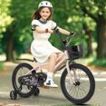 thumbnail image 2 of Costway Vélo pour Enfant de 18 Pouces avec Roues Stabilisatrices, Guidon et Selle Réglables, Frein à Main, Rose, 2 of 10