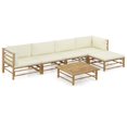 thumbnail image 1 of vidaXL 6 Piece Garden Lounge Set with Cream White Cushions Bamboo, 1 of 5