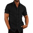 thumbnail image 3 of LUXUR T-shirt Homme Col à Revers T-shirt Manches Courtes Hauts Amples Chemises d'Été Col Rabattu Blouse Noir TG, 3 of 8