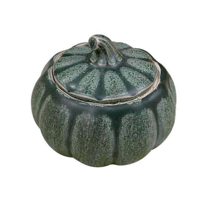 Boîte de Thé en Forme de Mini Citrouille Colorée, Contenant de Rangement en Céramique, Contenant Scellé, Pot à Café et à Sucre, Cadeau pour Restaurant et Maison - Taille P (Vert)
