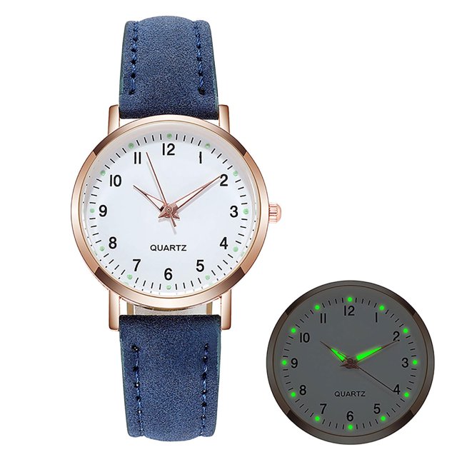 TopLLC Ear Stud Ladies Diamond-Studded Luminous Retro Female Watch Belt Quartz Watch Female Watch
