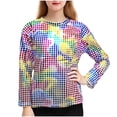 thumbnail image 2 of EGNMCR Blouses et Chemises à Manches Longues Col Rond Tenue de Performance Pailletée pour Enfants T-shirt à Manches Longues Col Rond pour Enfants polyester top, 2 of 6