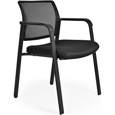 Stackable Office Guest Chair with Armrests, Mesh Back & Padded Seat, Waiting Room Chairs for Reception, Conference Room and Meeting Room, Metal Frame