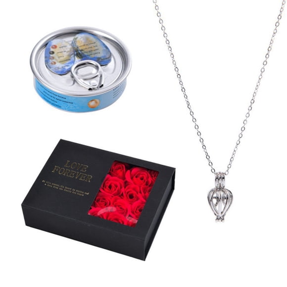 Pearl Mussel Pendant Necklace with Cage Lock Design DIY Valentine's Day Jewelry for Couples