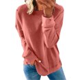 thumbnail image 1 of Pxiakgy Femmes Automne Hiver Ample Décontracté Décontracté Manches Longues Col Rond Chandail Uni Or Rose + m, 1 of 5