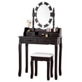 thumbnail image 1 of Patiojoy Ensemble Coiffeuse Table et Commode avec Lumière DEL, Brun, 1 of 8