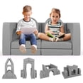 thumbnail image 1 of Gymax Canapé Modulable pour Enfants 8 Pcs avec Housse en Suède Mousse Haute Densité Gris, 1 of 10
